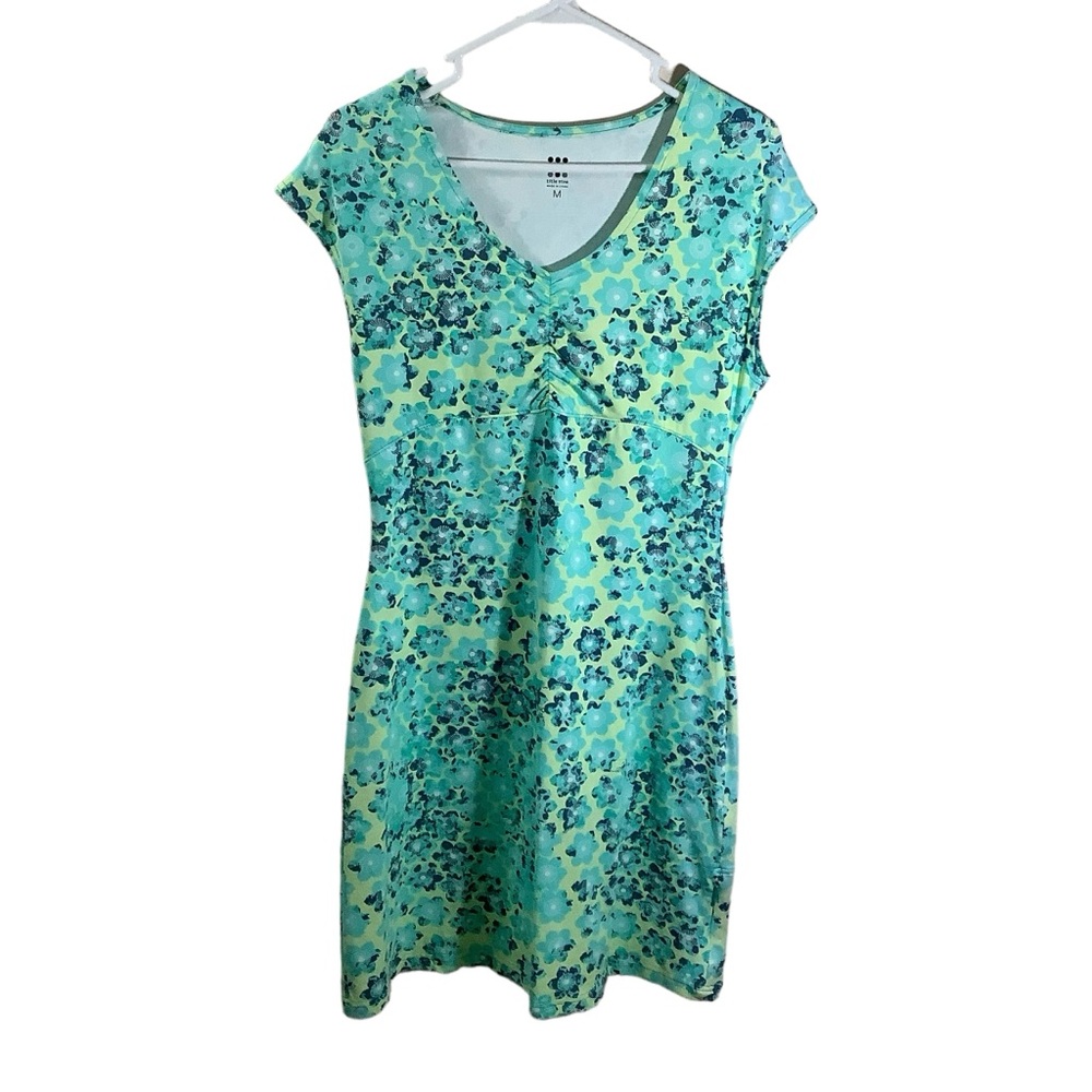 Title Nine Green-Multi Diamalete Cap Sleeve Steadfast Dress Stretch Floral